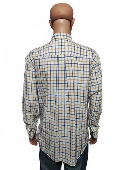Vintage Nautica Checked Long Sleeve Two-Ply Cotton Sailing Shirt Men Size XL