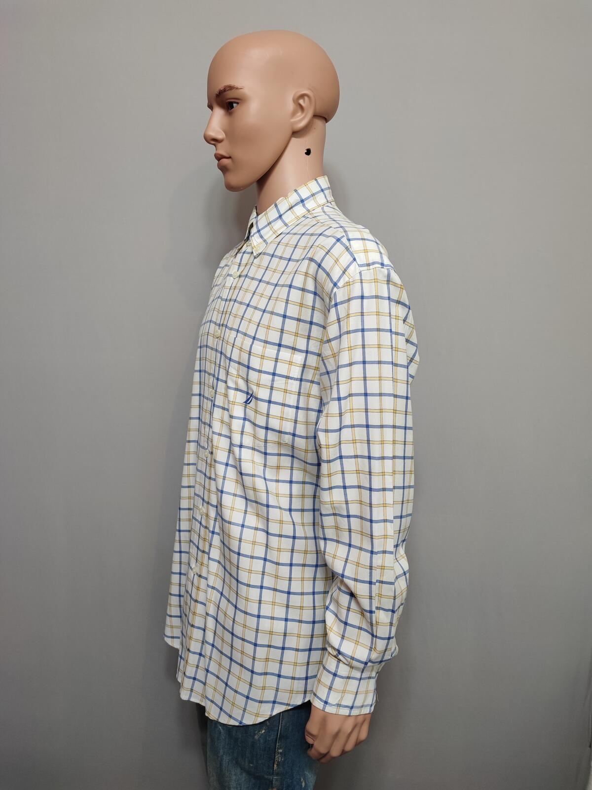 Vintage Nautica Checked Long Sleeve Two-Ply Cotton Sailing Shirt Men Size XL