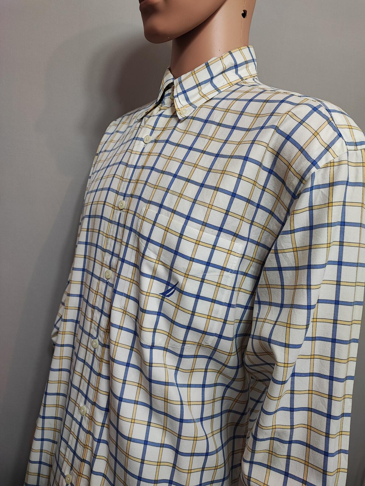 Vintage Nautica Checked Long Sleeve Two-Ply Cotton Sailing Shirt Men Size XL