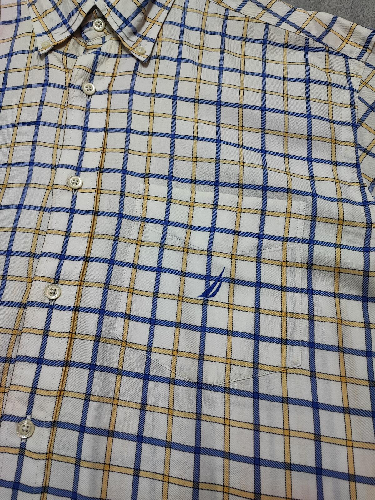 Vintage Nautica Checked Long Sleeve Two-Ply Cotton Sailing Shirt Men Size XL
