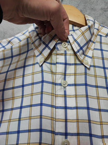 Vintage Nautica Checked Long Sleeve Two-Ply Cotton Sailing Shirt Men Size XL