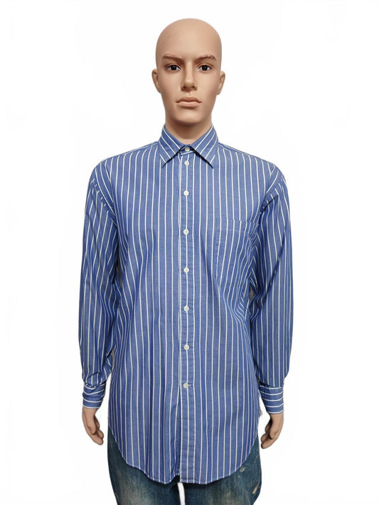 Vintage Nautica Striped Long Sleeve Sailing Preppy Shirt Blue Men Size Large