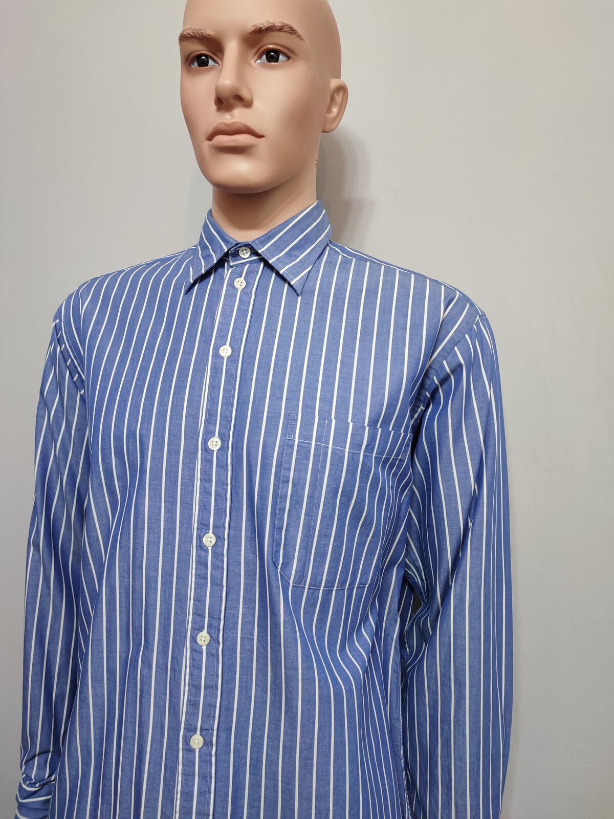 Vintage Nautica Striped Long Sleeve Sailing Preppy Shirt Blue Men Size Large
