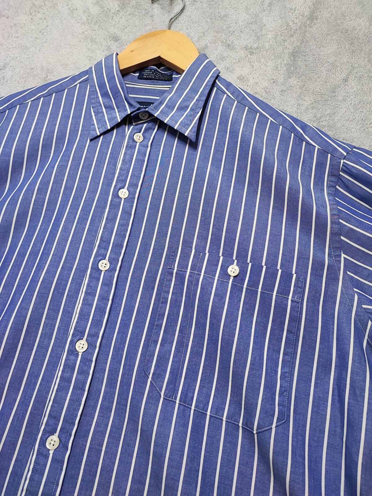 Vintage Nautica Striped Long Sleeve Sailing Preppy Shirt Blue Men Size Large
