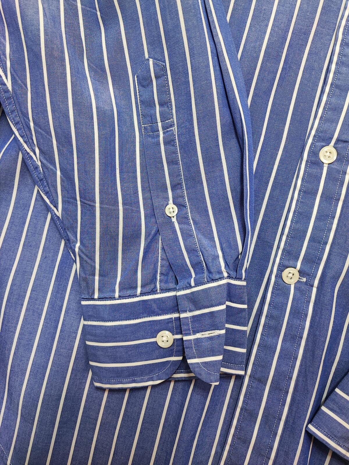 Vintage Nautica Striped Long Sleeve Sailing Preppy Shirt Blue Men Size Large