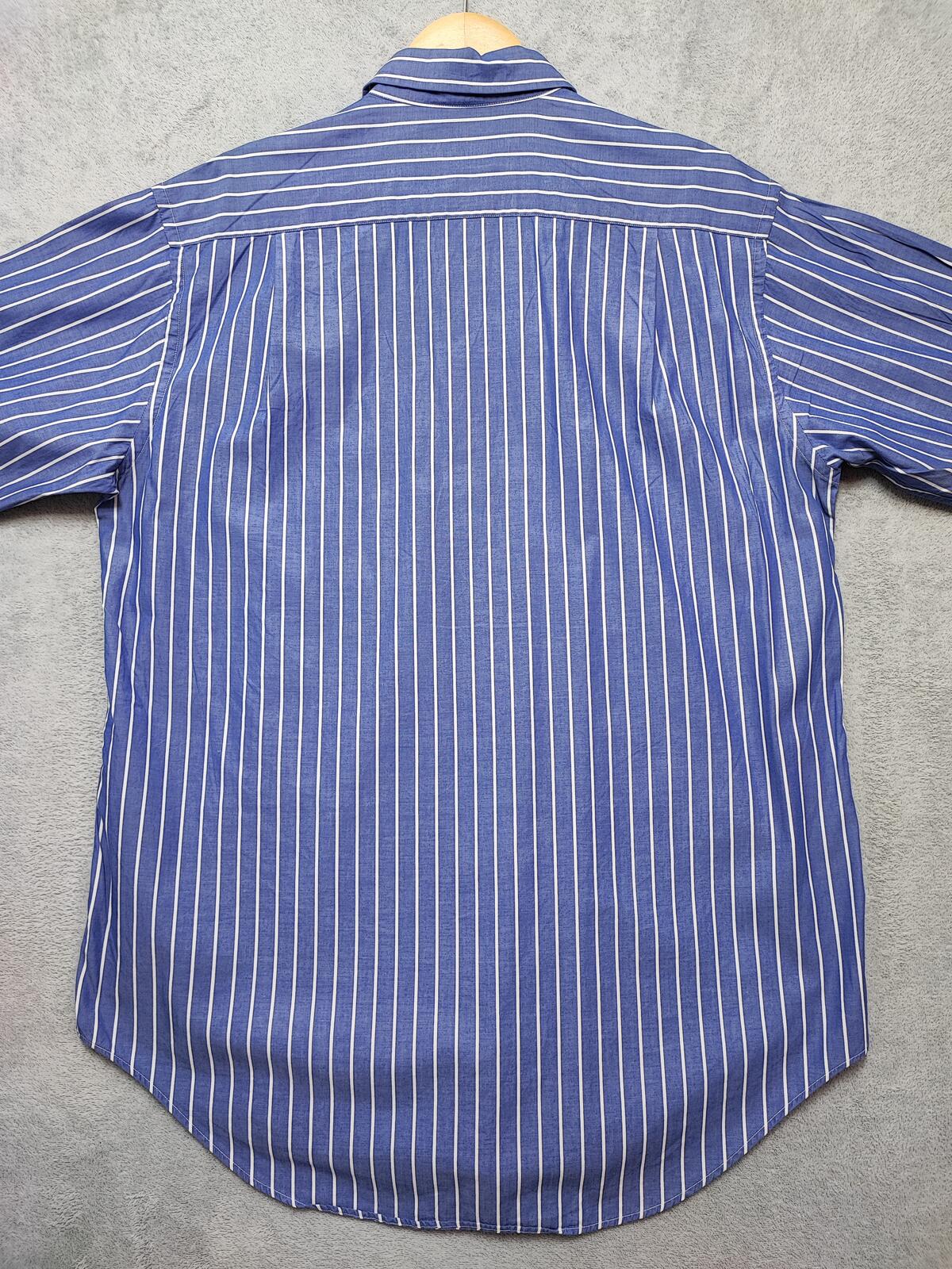 Vintage Nautica Striped Long Sleeve Sailing Preppy Shirt Blue Men Size Large