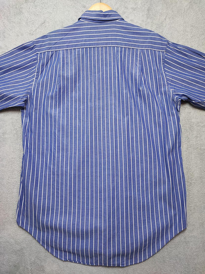 Vintage Nautica Striped Long Sleeve Sailing Preppy Shirt Blue Men Size Large