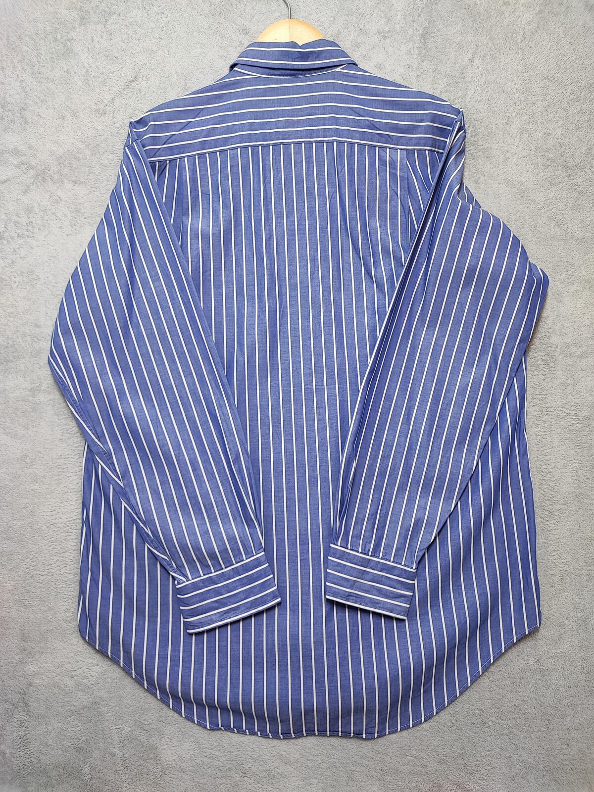 Vintage Nautica Striped Long Sleeve Sailing Preppy Shirt Blue Men Size Large