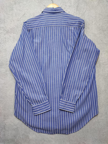 Vintage Nautica Striped Long Sleeve Sailing Preppy Shirt Blue Men Size Large