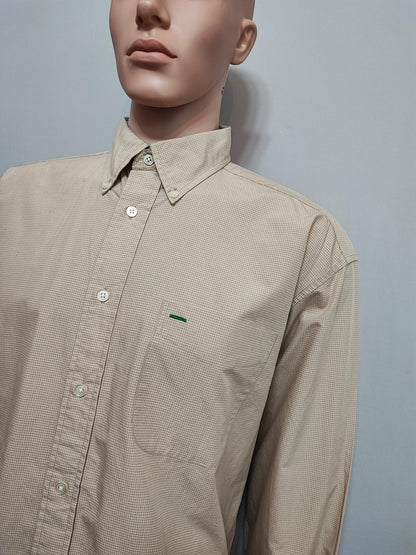 Vintage Tommy Hilfiger Checked Long Sleeve Preppy Shirt Brown Men Size XL