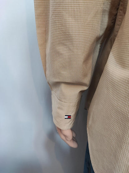 Vintage Tommy Hilfiger Checked Long Sleeve Preppy Shirt Brown Men Size XL