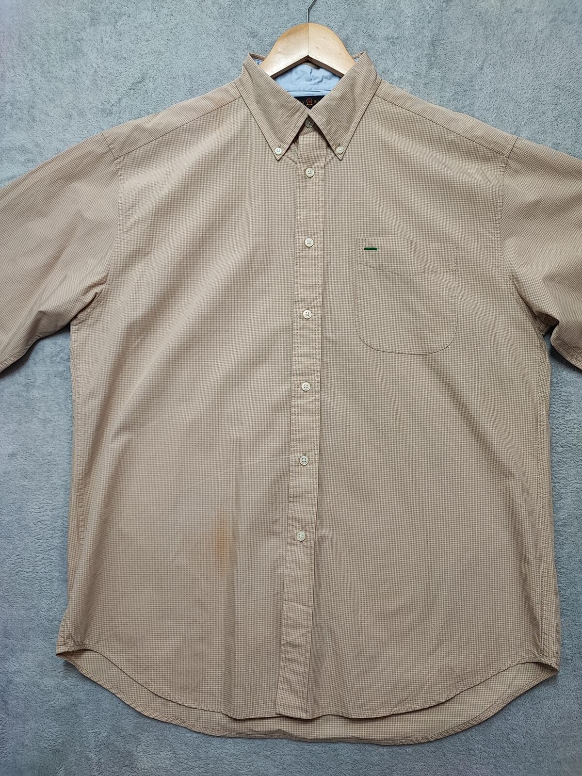 Vintage Tommy Hilfiger Checked Long Sleeve Preppy Shirt Brown Men Size XL
