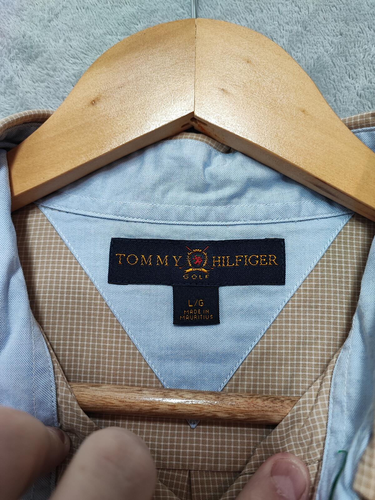 Vintage Tommy Hilfiger Checked Long Sleeve Preppy Shirt Brown Men Size XL