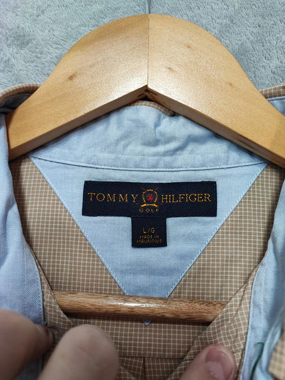 Vintage Tommy Hilfiger Checked Long Sleeve Preppy Shirt Brown Men Size XL