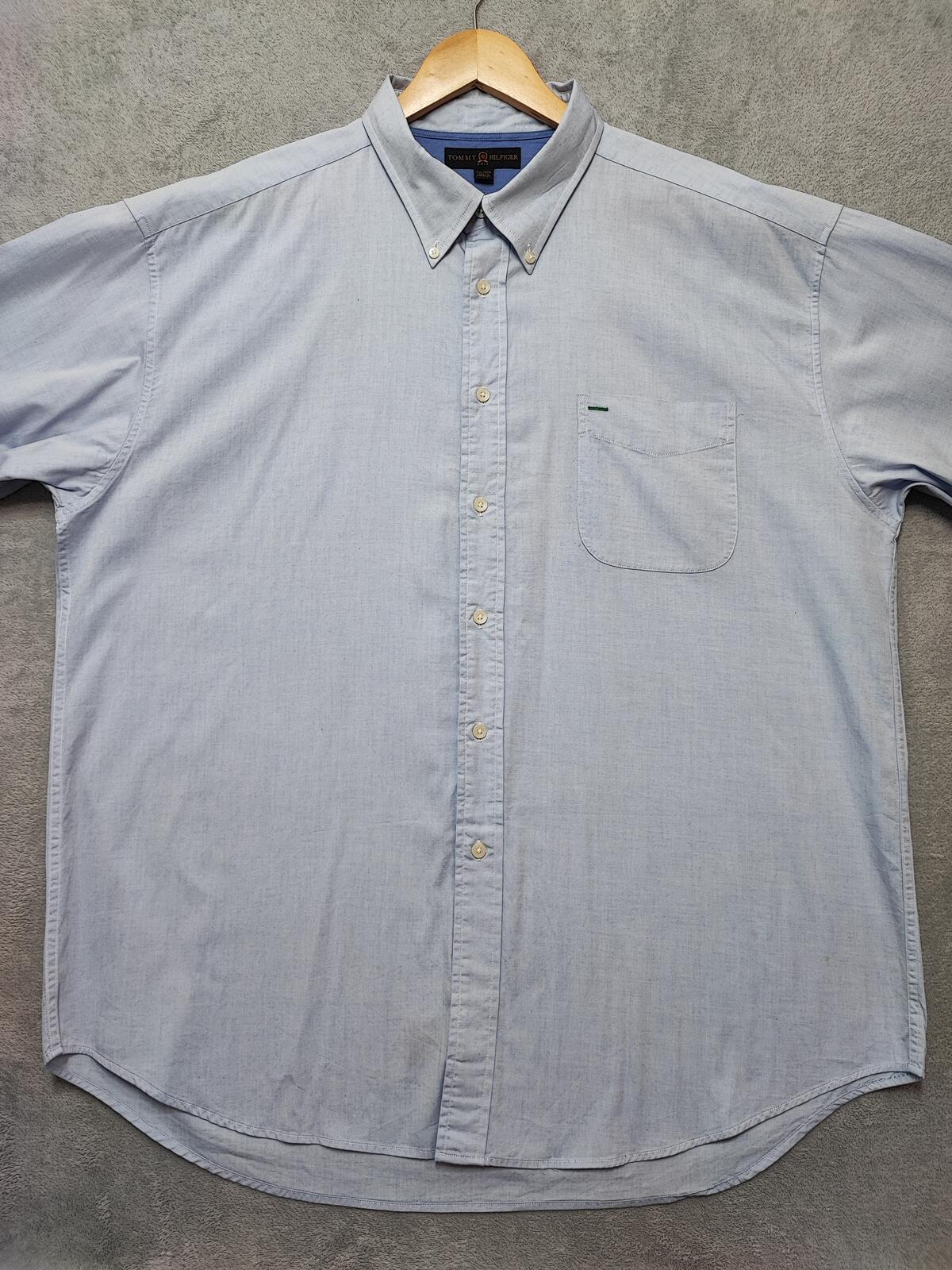 Vintage Tommy Hilfiger Golf Long Sleeve Preppy Shirt Blue Men Size 3XL