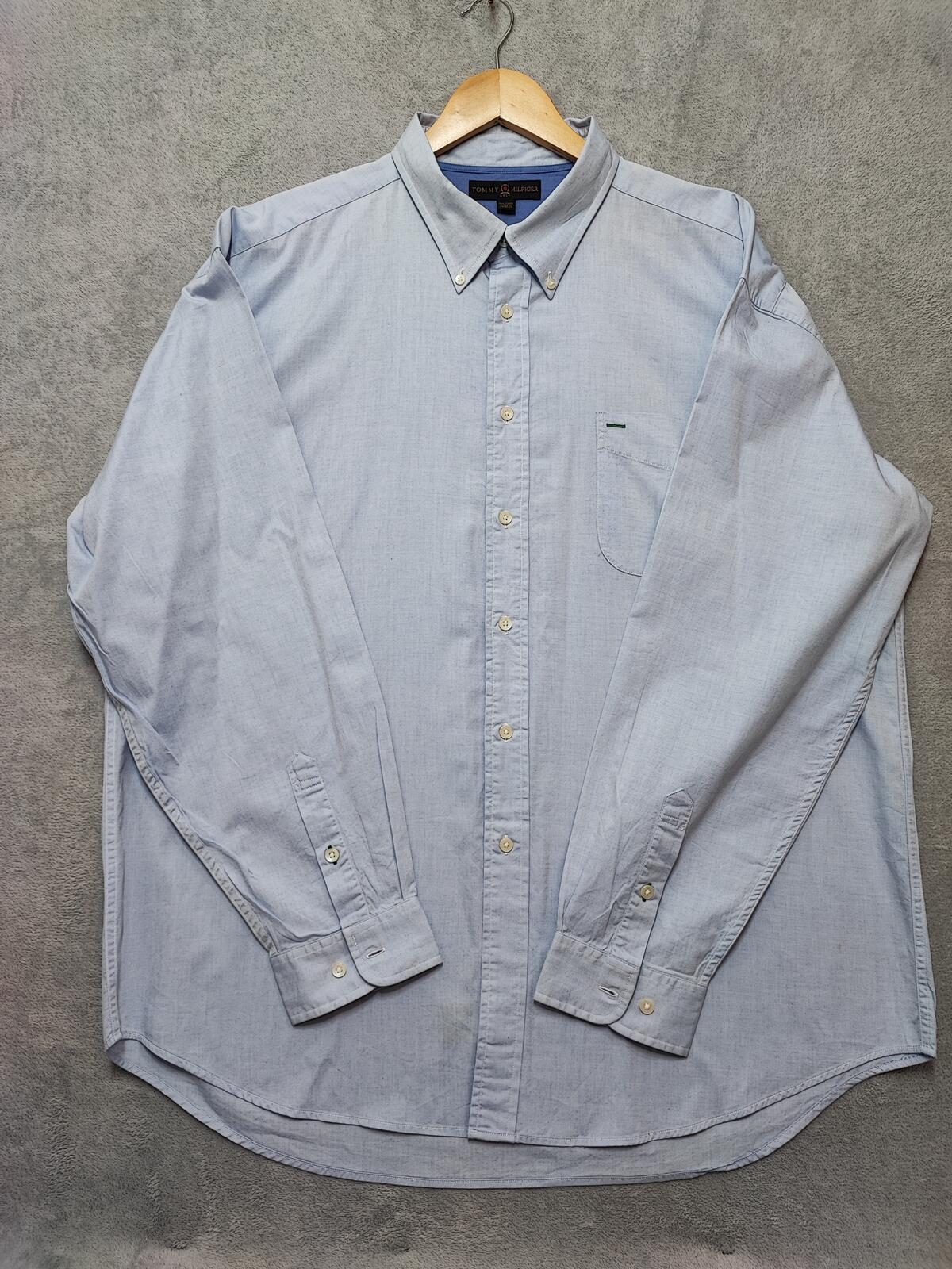 Vintage Tommy Hilfiger Golf Long Sleeve Preppy Shirt Blue Men Size 3XL