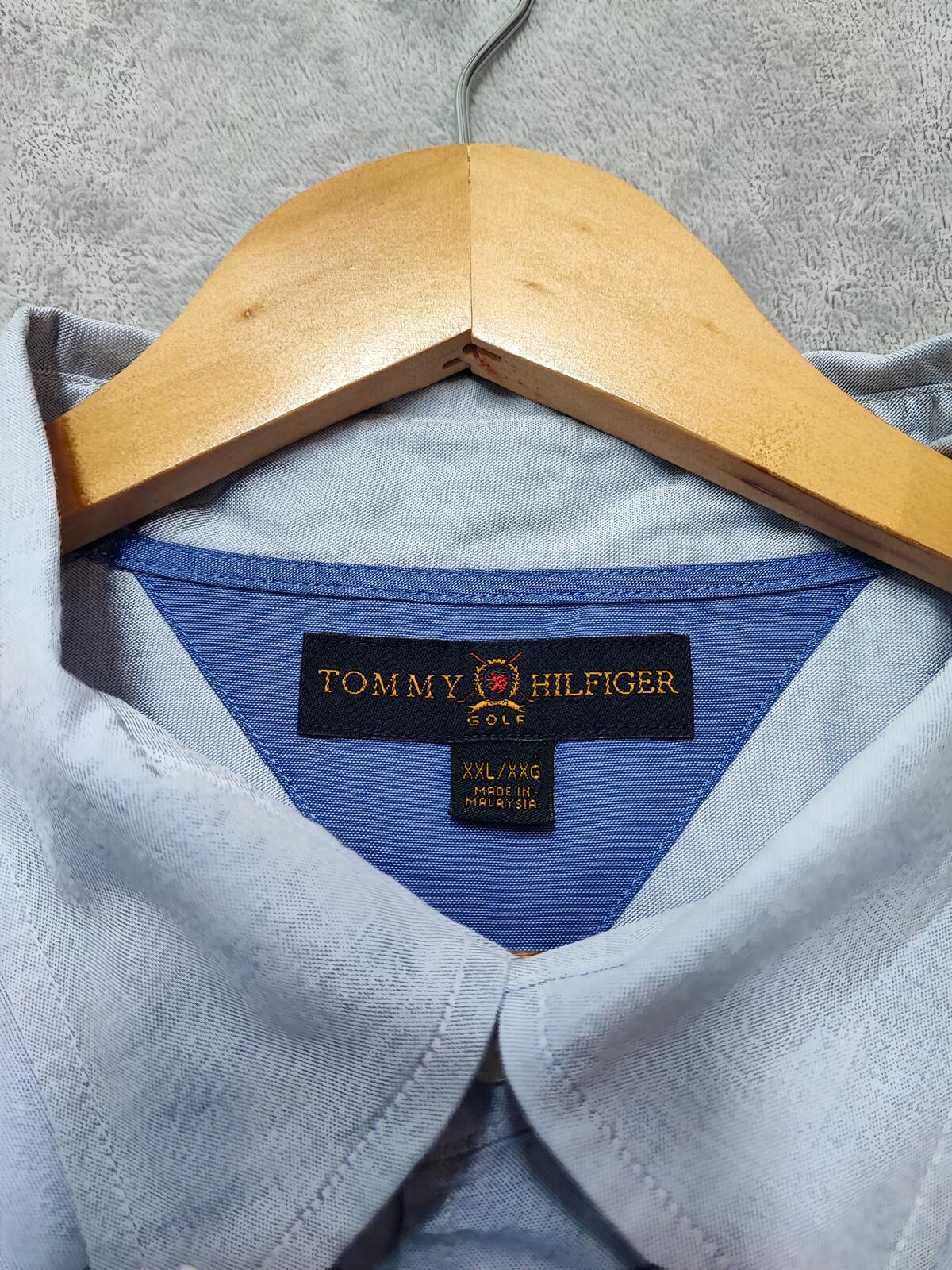 Vintage Tommy Hilfiger Golf Long Sleeve Preppy Shirt Blue Men Size 3XL