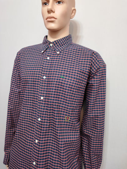 Vintage Tommy Hilfiger Checked Long Sleeve Shirt Red Blue Men's Size XXL