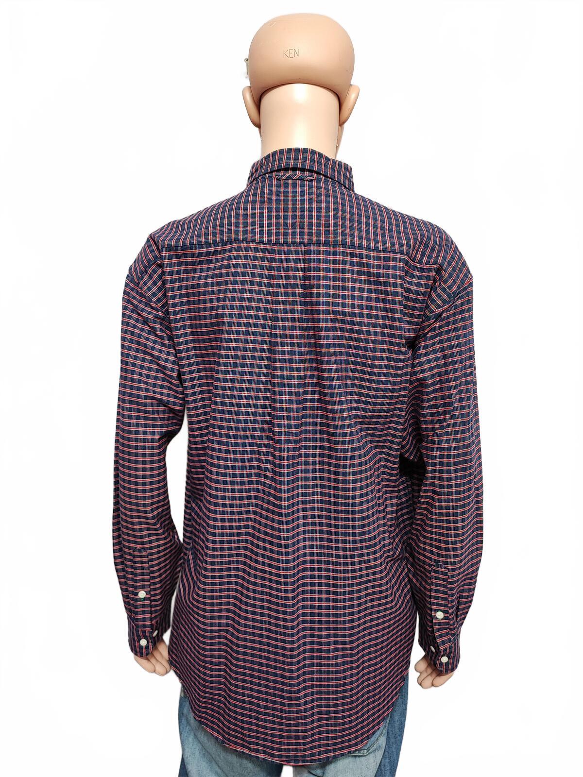 Vintage Tommy Hilfiger Checked Long Sleeve Shirt Red Blue Men's Size XXL