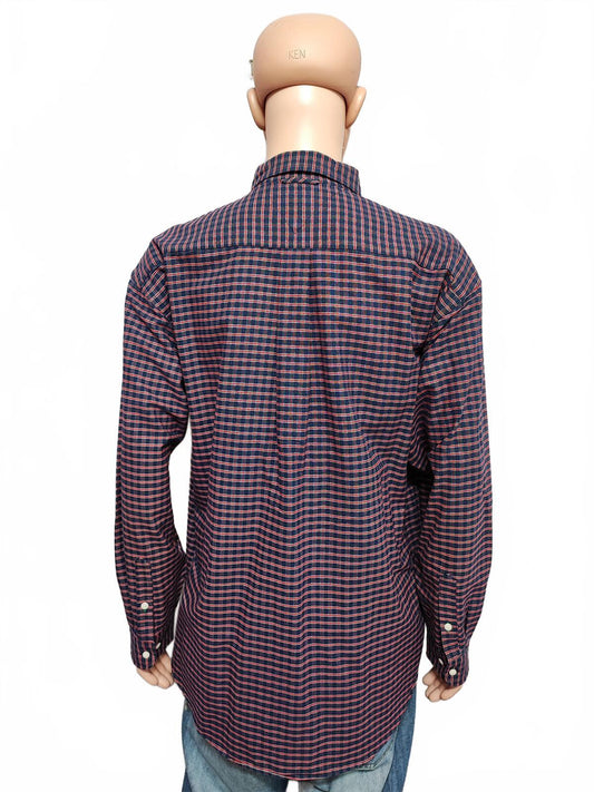 Vintage Tommy Hilfiger Checked Long Sleeve Shirt Red Blue Men's Size XXL