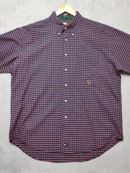 Vintage Tommy Hilfiger Checked Long Sleeve Shirt Red Blue Men's Size XXL