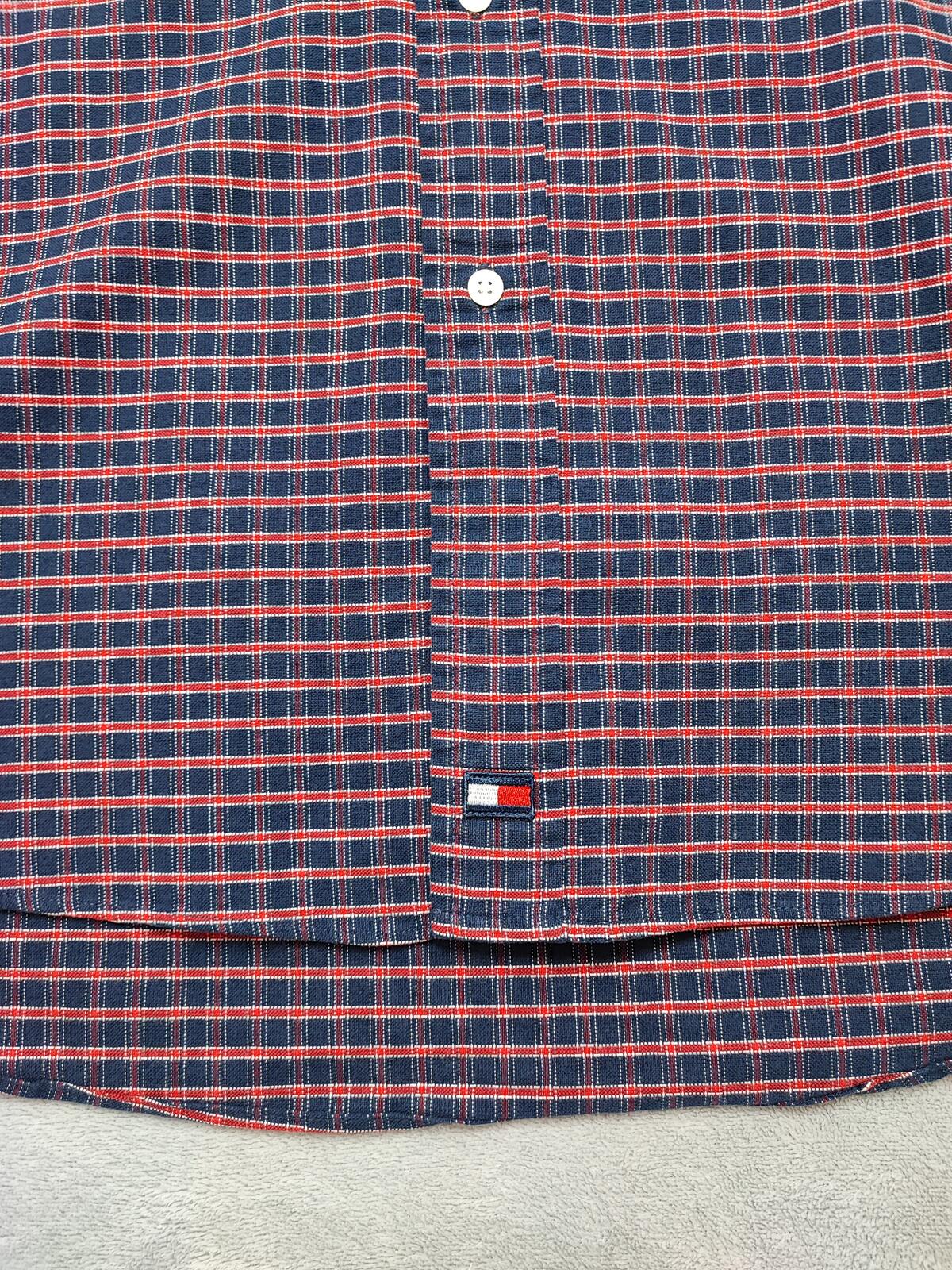 Vintage Tommy Hilfiger Checked Long Sleeve Shirt Red Blue Men's Size XXL