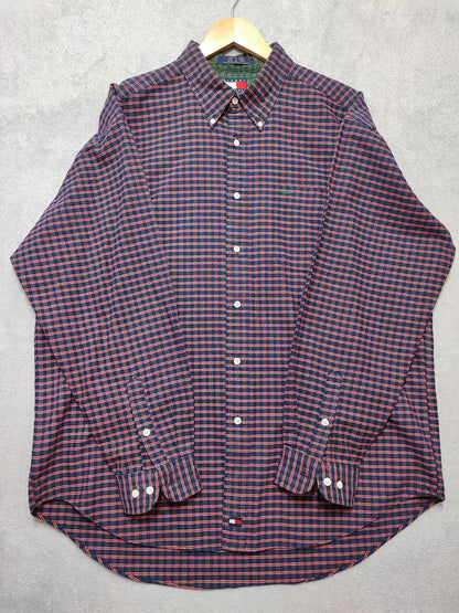 Vintage Tommy Hilfiger Checked Long Sleeve Shirt Red Blue Men's Size XXL