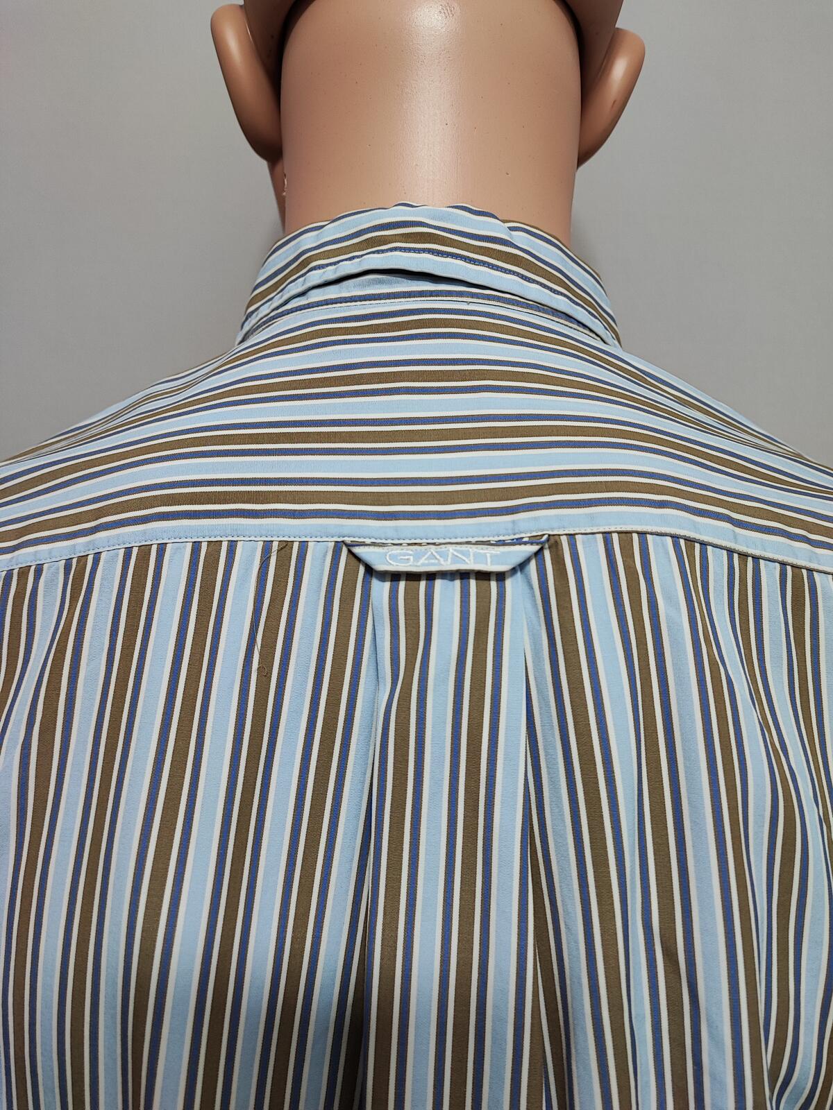 Vintage Gant Striped Long Sleeve Shirt Blue Brown Men's Size Large L