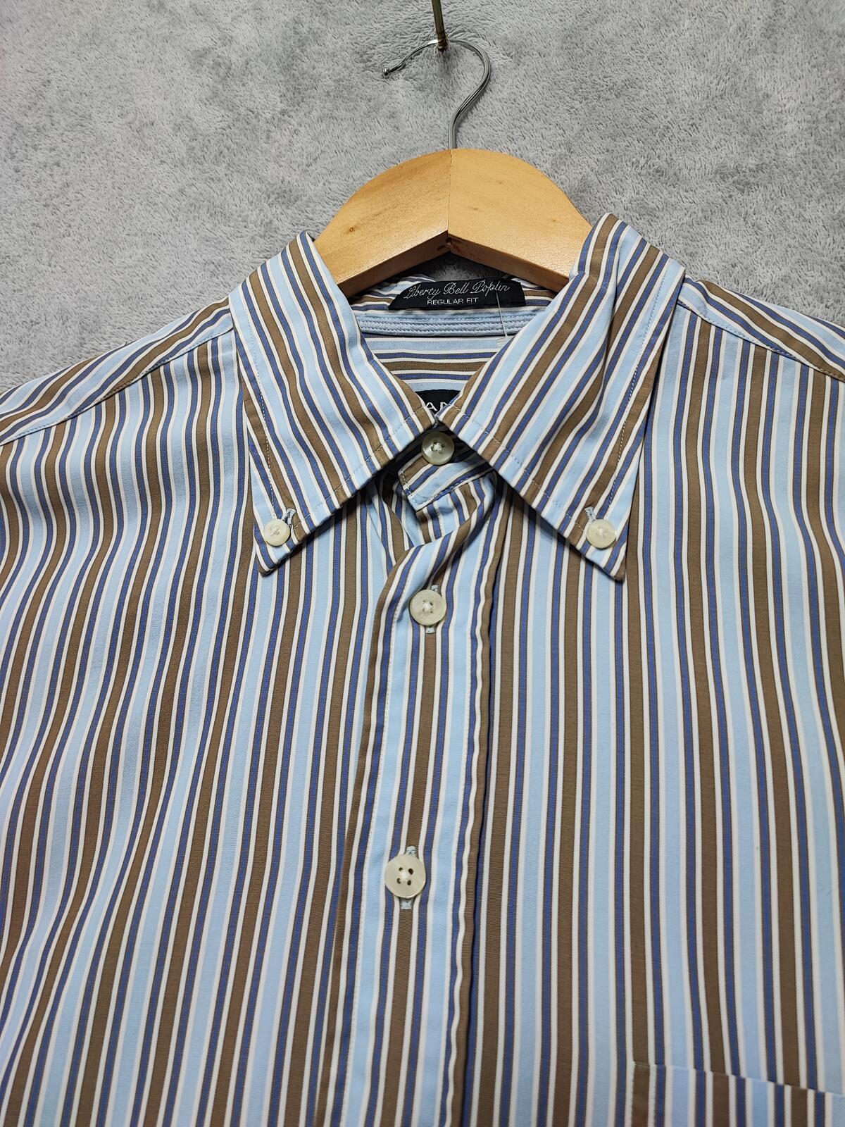 Vintage Gant Striped Long Sleeve Shirt Blue Brown Men's Size Large L