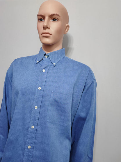 Vintage Tommy Hilfiger Plain Long Sleeve Shirt Classic Blue Men's Size XXXL