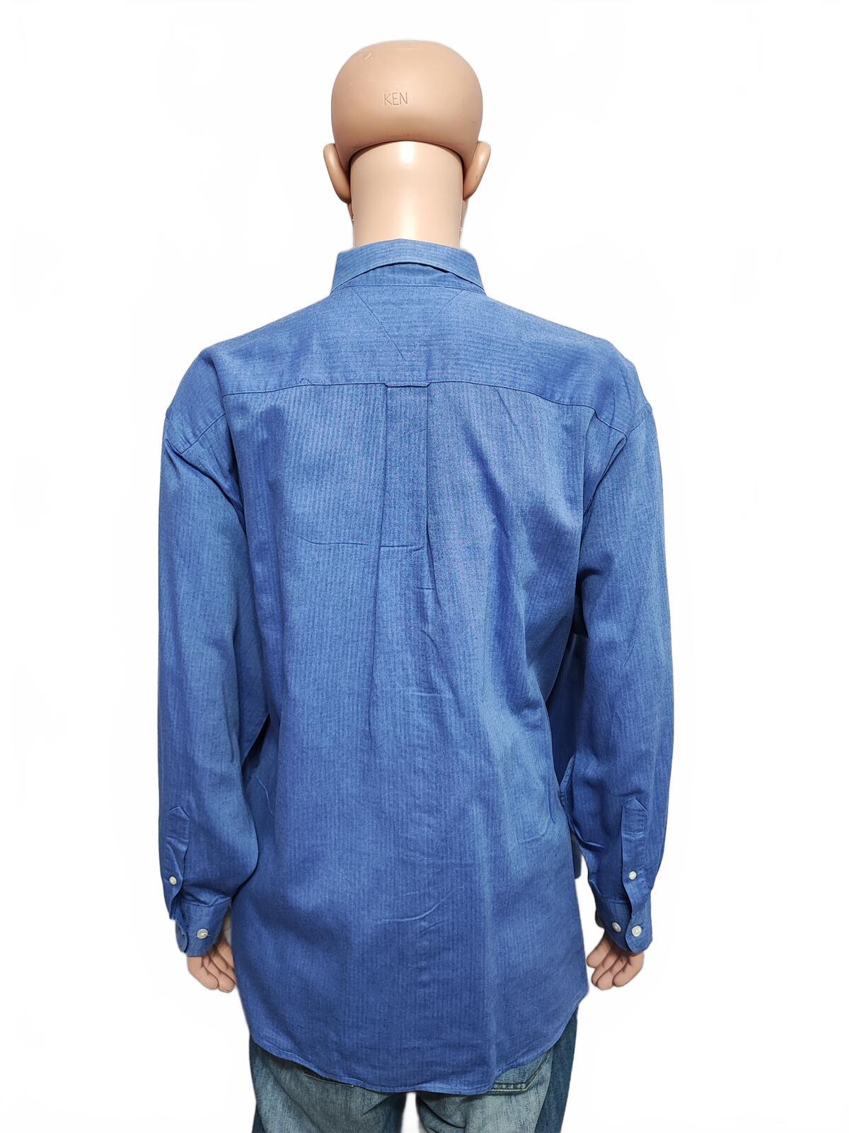 Vintage Tommy Hilfiger Plain Long Sleeve Shirt Classic Blue Men's Size XXXL
