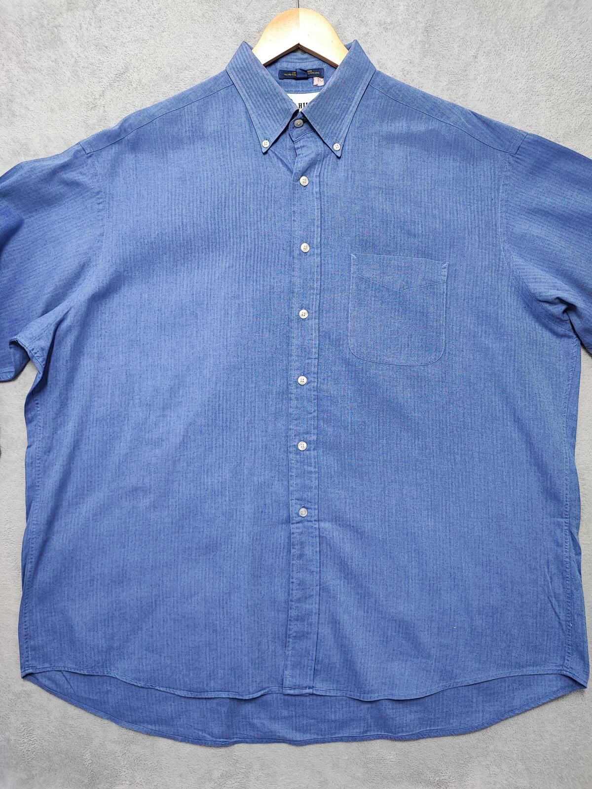 Vintage Tommy Hilfiger Plain Long Sleeve Shirt Classic Blue Men's Size XXXL