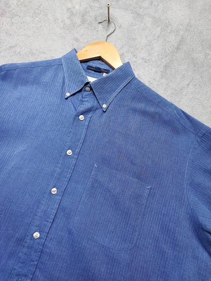 Vintage Tommy Hilfiger Plain Long Sleeve Shirt Classic Blue Men's Size XXXL