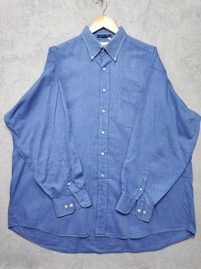 Vintage Tommy Hilfiger Plain Long Sleeve Shirt Classic Blue Men's Size XXXL