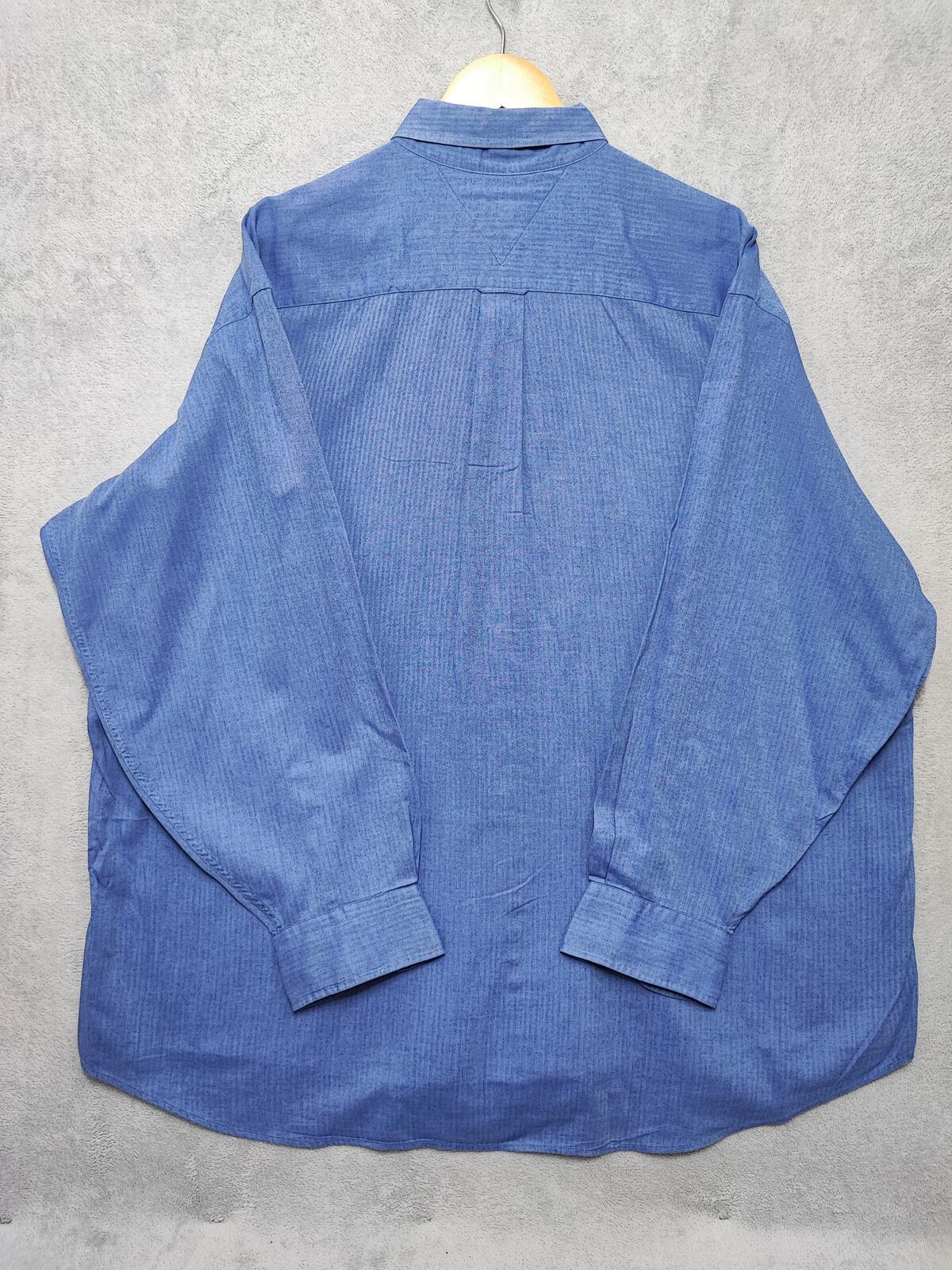 Vintage Tommy Hilfiger Plain Long Sleeve Shirt Classic Blue Men's Size XXXL