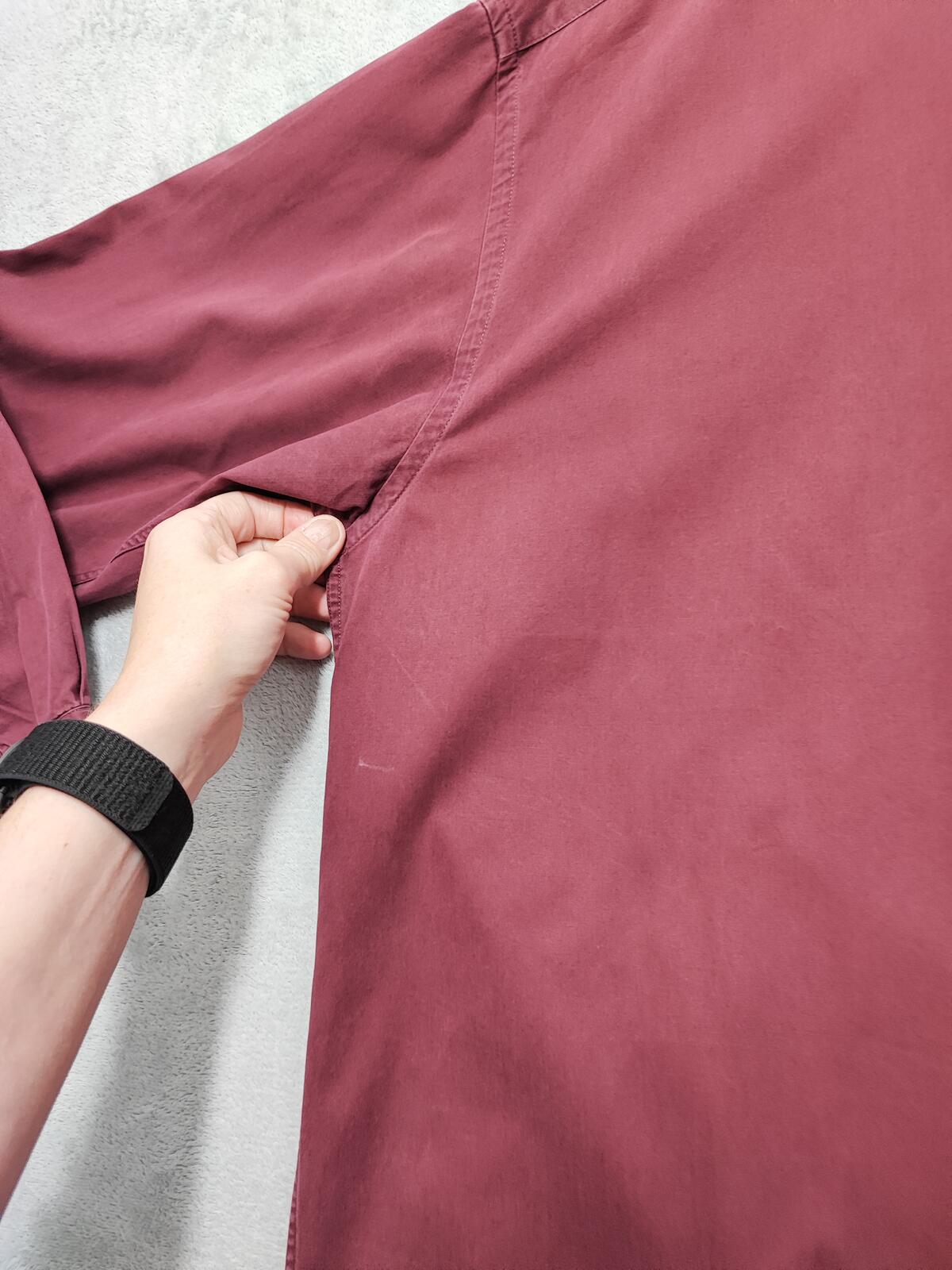Vintage Tommy Hilfiger Plain Long Sleeve Big Shirt Burgundy Men Size XXL