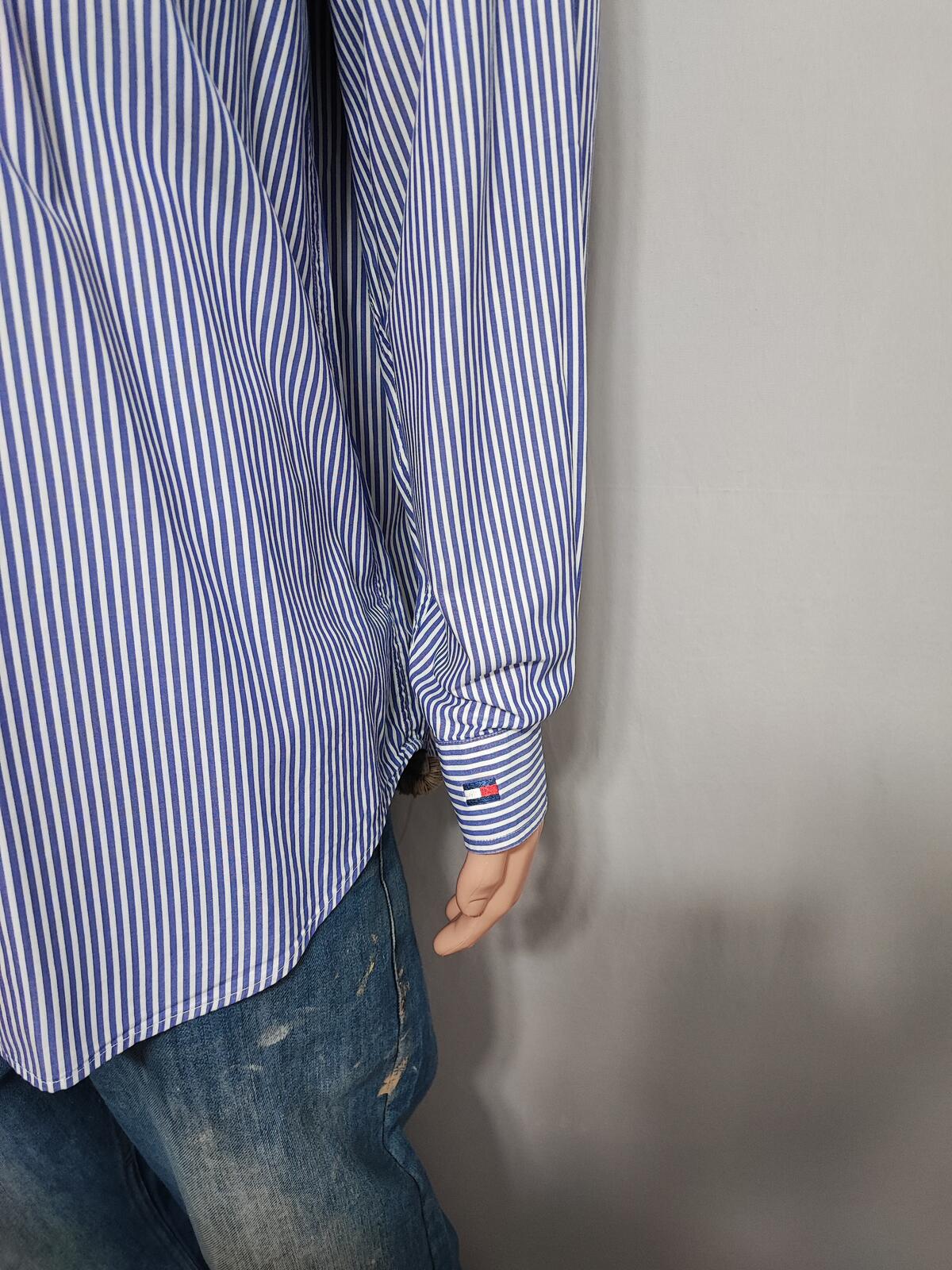 Vintage Tommy Hilfiger Striped Long Sleeve Button Down Shirt Blue Men's Size XL
