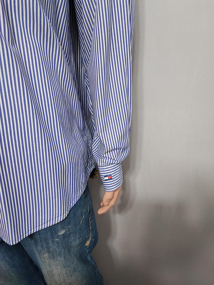 Vintage Tommy Hilfiger Striped Long Sleeve Button Down Shirt Blue Men's Size XL