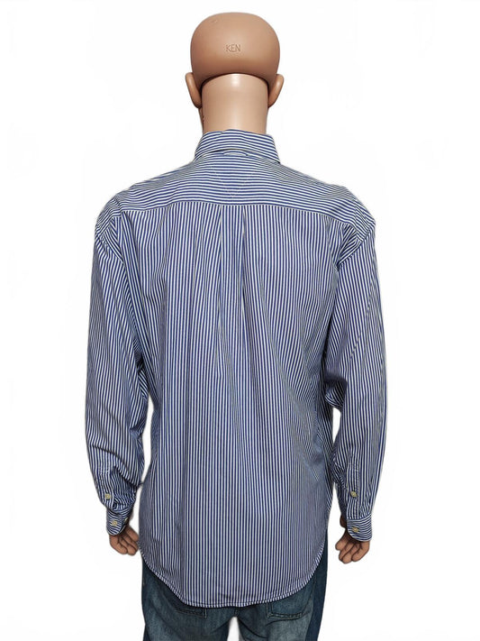 Vintage Tommy Hilfiger Striped Long Sleeve Button Down Shirt Blue Men's Size XL