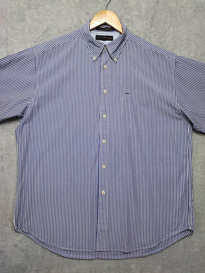 Vintage Tommy Hilfiger Striped Long Sleeve Button Down Shirt Blue Men's Size XL
