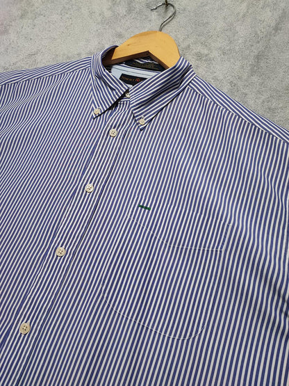 Vintage Tommy Hilfiger Striped Long Sleeve Button Down Shirt Blue Men's Size XL