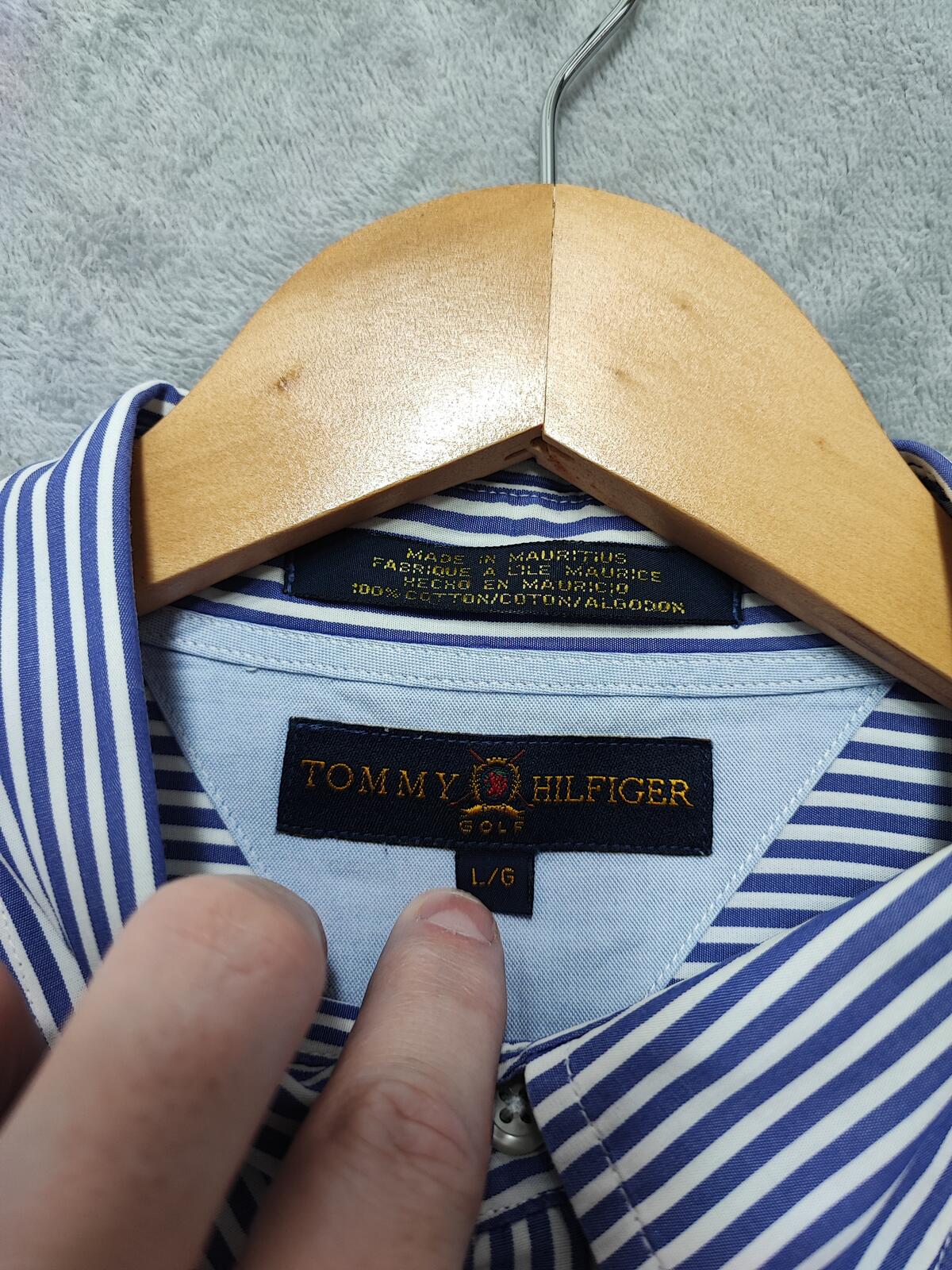 Vintage Tommy Hilfiger Striped Long Sleeve Button Down Shirt Blue Men's Size XL