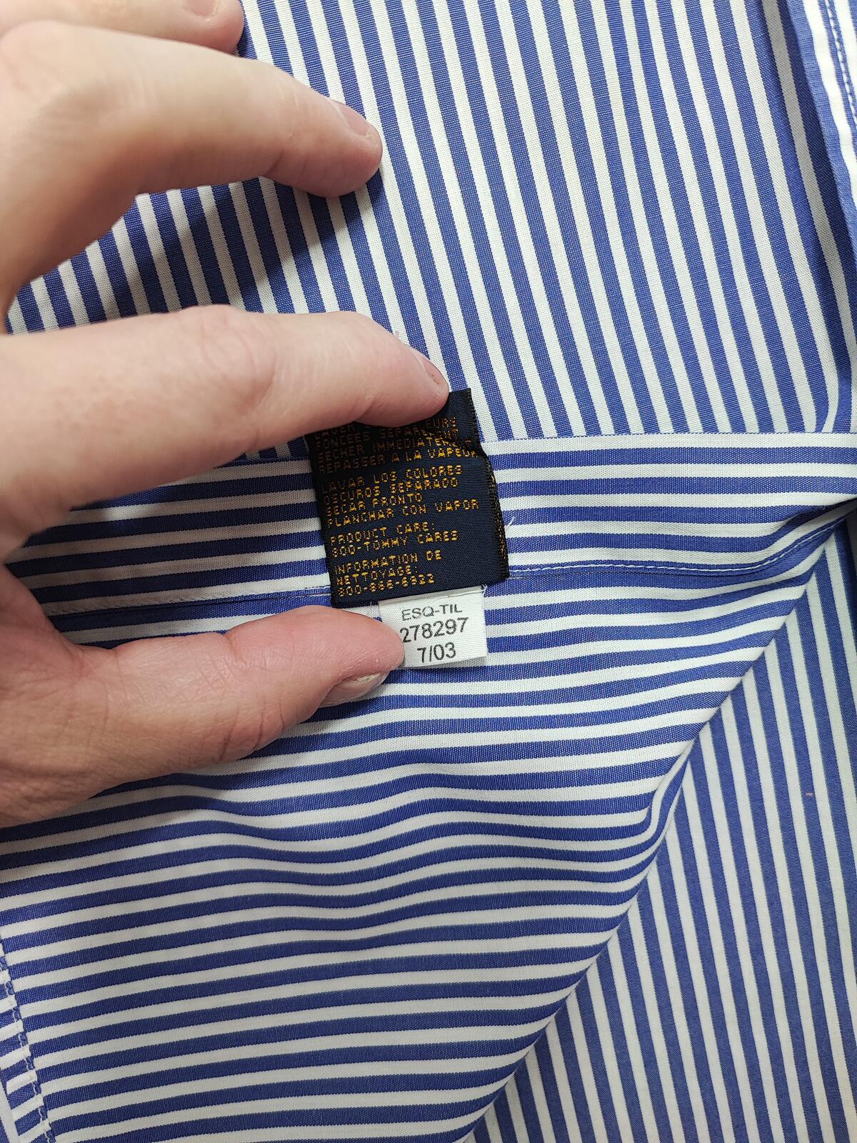 Vintage Tommy Hilfiger Striped Long Sleeve Button Down Shirt Blue Men's Size XL