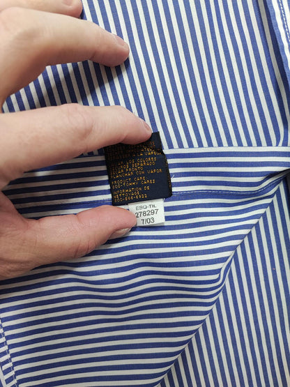 Vintage Tommy Hilfiger Striped Long Sleeve Button Down Shirt Blue Men's Size XL