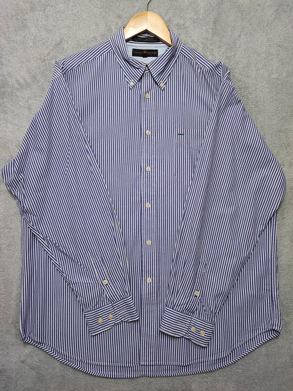 Vintage Tommy Hilfiger Striped Long Sleeve Button Down Shirt Blue Men's Size XL
