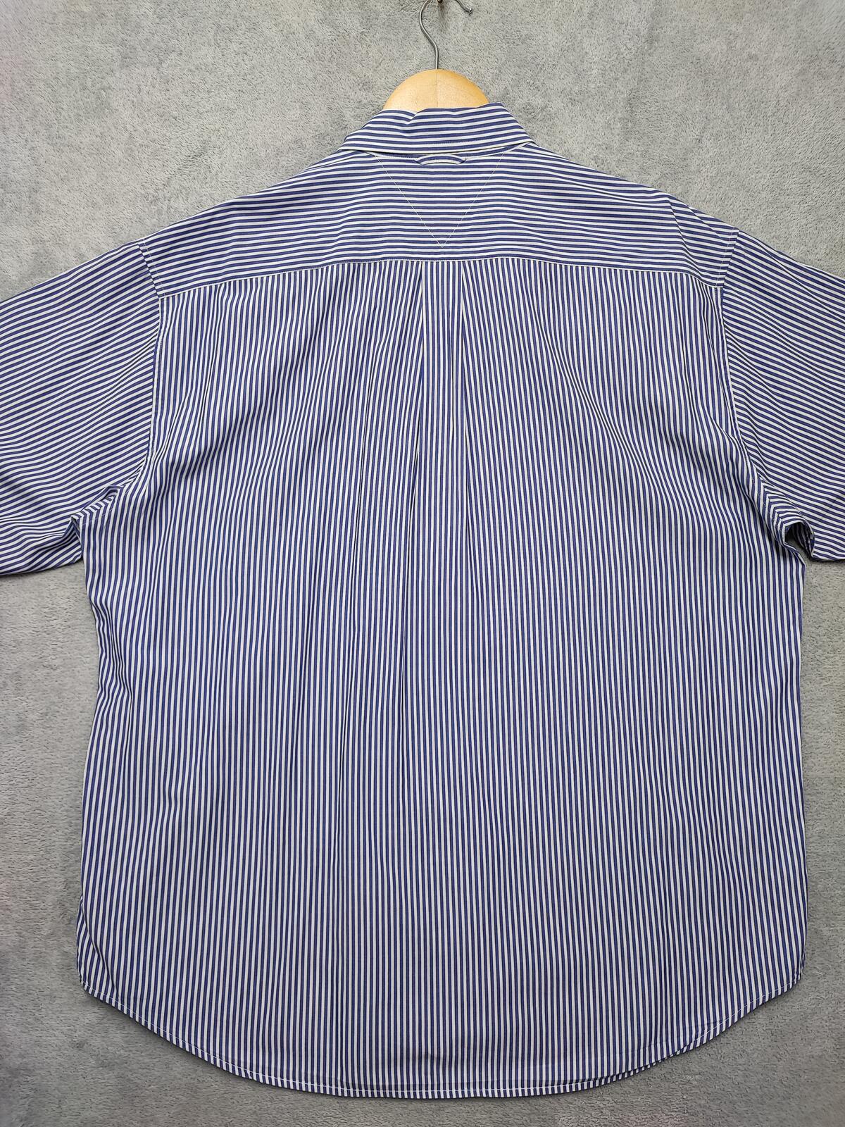 Vintage Tommy Hilfiger Striped Long Sleeve Button Down Shirt Blue Men's Size XL