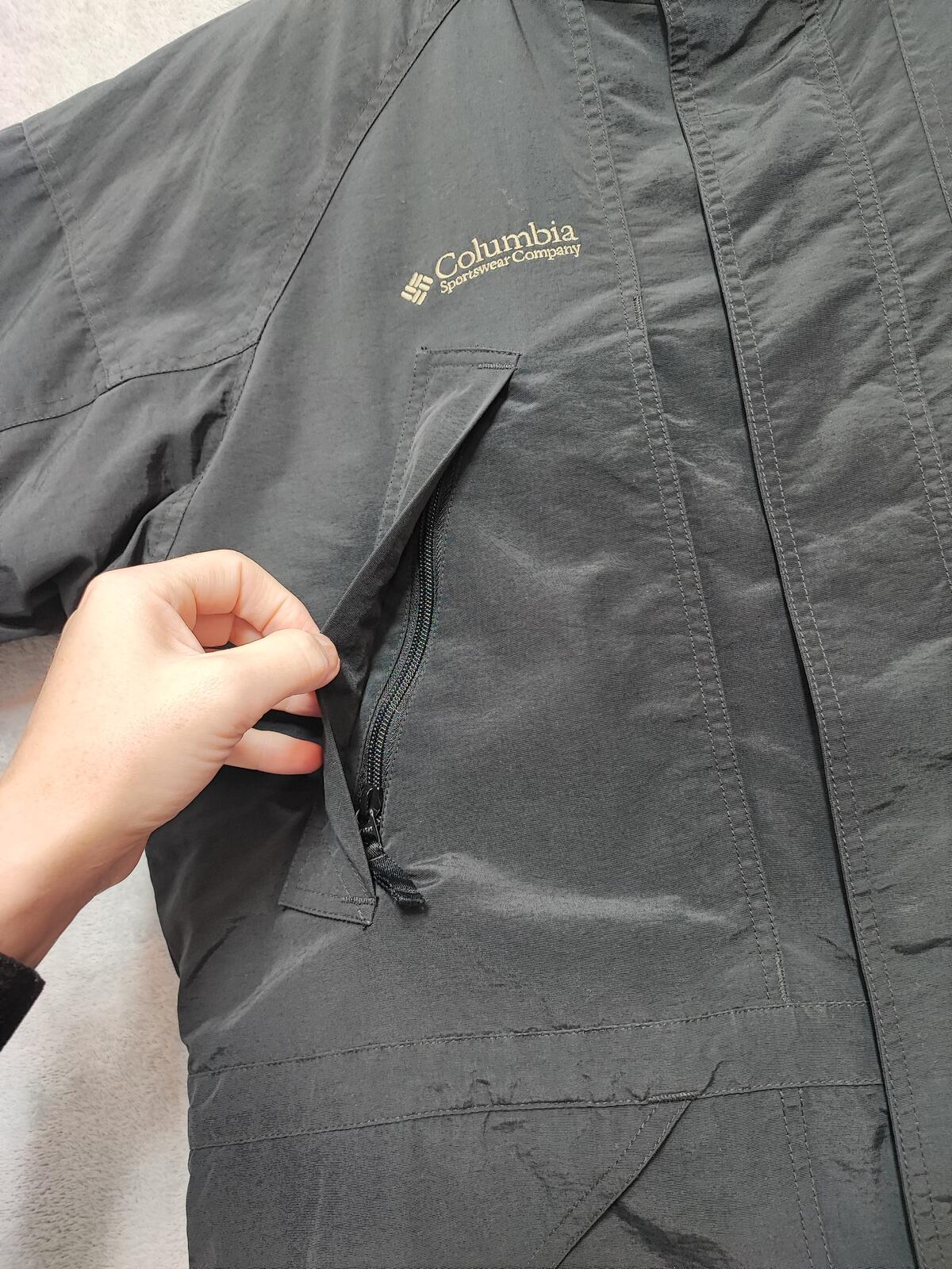 Vintage Columbia Plain Faded Black Radial Sleeve Technical Shell Jacket Men Large
