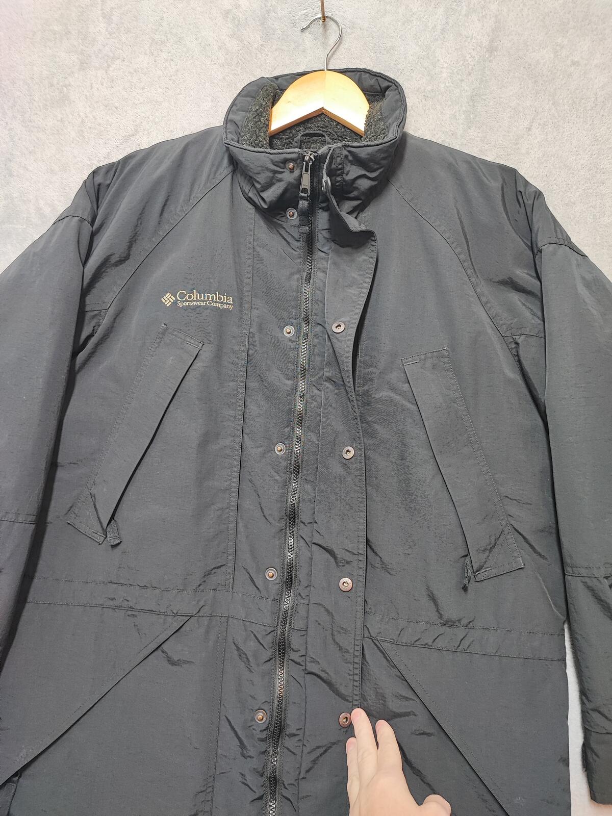 Vintage Columbia Plain Faded Black Radial Sleeve Technical Shell Jacket Men Large