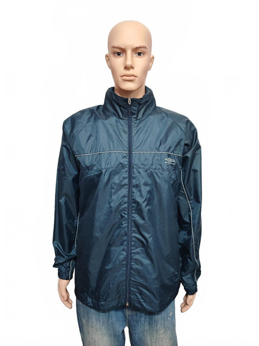 Vintage Umbro Navy Blue Grey Colour Block Piping Windbreaker Jacket Men Large
