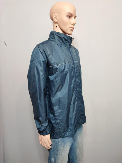 Vintage Umbro Navy Blue Grey Colour Block Piping Windbreaker Jacket Men Large